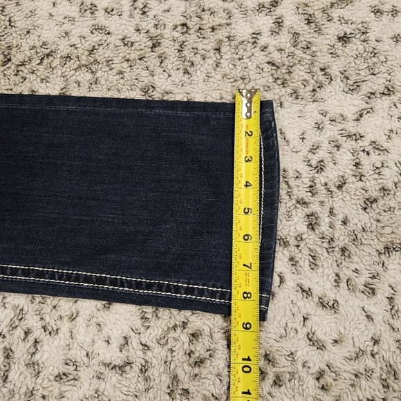 Grace SZ 27 Y2K Med Wash Low Rise Embellished Boot Cut Biker Rodeo Denim Jeans - Picture 10 of 11